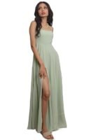 Sleeveless Bridesmaid Gown, Sea Foam Green, Floor Length with Back Slit,Wedding Gown, Evening Party Dress (Sea Foam Green)