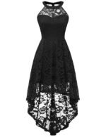 Women's Halter Floral Lace Cocktail Party Dress Hi-Lo Bridesmaid Dress