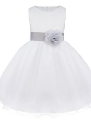 Baby Girls Summer Bridesmaid Long Party Dress Trailing White Birthday Flower Dresses for Girl Net Wedding Princess Gown 1-2 Year Kidswear
