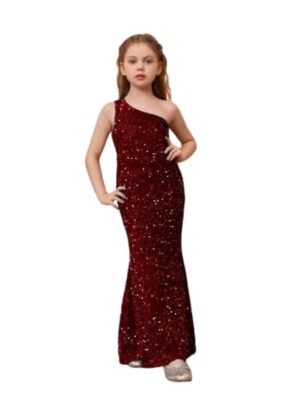 Glitter Sequins Long Sleeves Flower Girls Dresses for Wedding Tulle Birthday Party Christmas Dress for Girl, Solid Work Dress for Girls