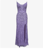 Women's Mermaid Prom Dresses V Neck Sequins Purple Evening Dress (Purple)