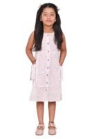 Girls Embroidery Cotton Long Sleeve Flower Dresses LH5460 for 1-8 Years (White Pink)