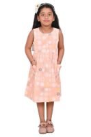 Girls Embroidery Cotton Long Sleeve Flower Dresses LH5460 for 1-8 Years (Orange Pink)