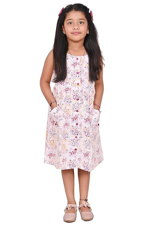 Girls Embroidery Cotton Long Sleeve Flower Dresses LH5460 for 1-8 Years (Multicolour)
