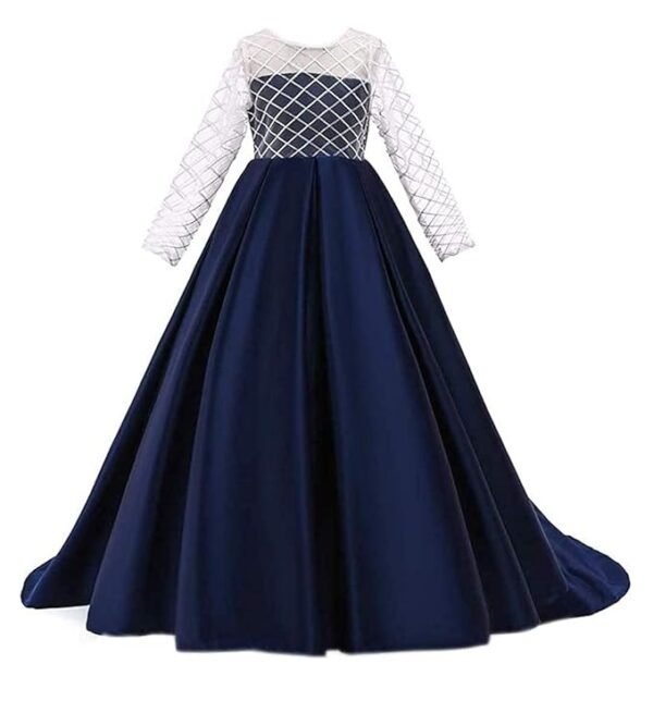 Net Wedding Maxi Dress for Women (Dark blue)