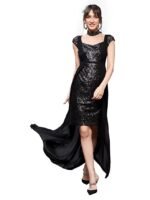 Women's Embellished Fit & Flare Maxi Dress (Black)