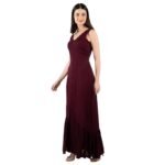 Mermaid Cut Dress for Women | Crinkle Rayon Fabric | V Neck Style | Sleeveless Maxi Dress | Button Detailed | Flared Cut Casual Dress for Women