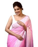 Women's Black Banarasi Kanchipuram Art Silk Saree for Women – Traditional Wedding & Party Saree with Blouse Piece – Ethnic Indian Silk Saree for Bridal, Festive & Gifting ( Baby Pink)