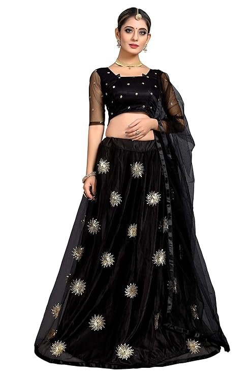 Elegant and Stylish Lehenga Choli for Women – Traditional Indian Wear with Embroidery, Perfect for Weddings and Festivals (Surya-Black)