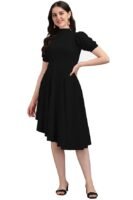 Women’s High-Low Knee Length Dress (Black)