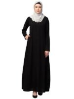 Women's Inner Abaya Dress With Side Pocket Made with Nida Matte Fabric(Black)