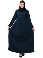 Umbrella Abaya with Elasticated Cuffs and Fashionable Buttons Made in Nida Matte