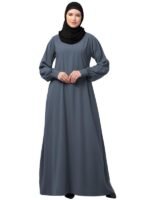 Women's Inner Abaya Dress With Cuff Sleeves And Side Pocket Made in Nida Matte Fabric(Grey)
