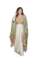Premium Chinnon Silk Fabric With Cording & Wedding Bollywood Party Girls Wear Dhoti Indo Western(Mustard)