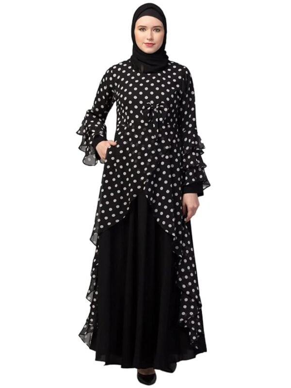 Asymmetrical Long Maxi Abaya Dress Made in Nida & Georgette Fabric for Women and Girls