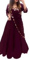 Women's Embroidered Georgette Crop Top Lehenga Choli For Women( Purple)