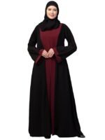 Dual Layer Abaya Dress with attached Shrug and Piping  On Sleeves Made in Nida Matte Fabric with Side Pocket