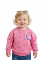 Baby Girls Printed Winter Snug Soft Fleece Sweatshirt | Full Sleeve Round Neck Pullover | Warm Casual Wear for Kids