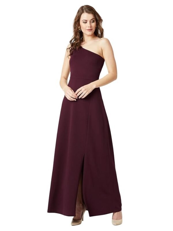 Women's Bodycon Slit Maxi Dress(Wine)