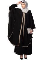 Two Pieces Cape Abaya Set | Inner Abaya with Cape with Lace Work fabric - Stylish Burqa with Cape for Women and Girls