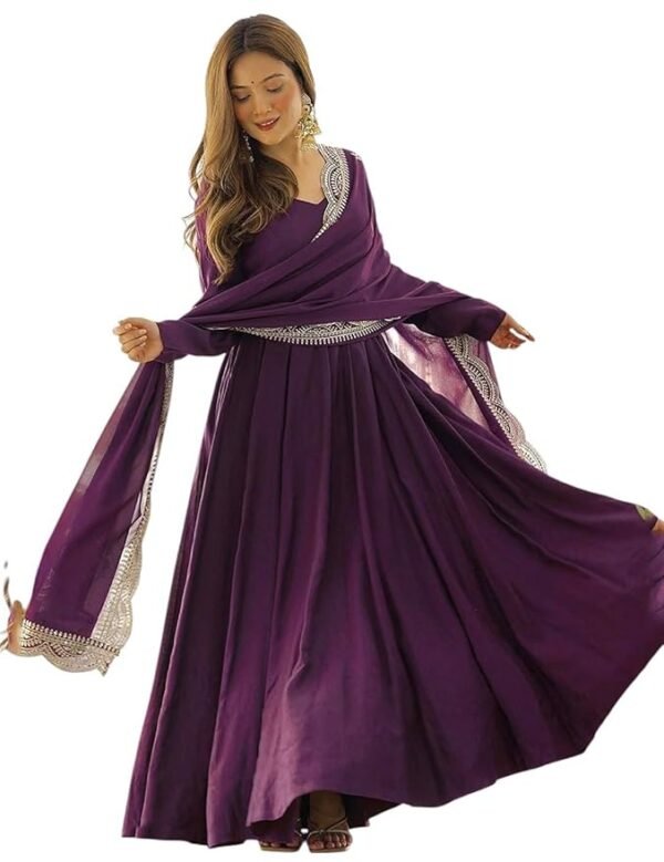 Women's Georgette Casual Dress(Purple)