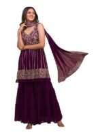 Women's Purple Designer Zari work Georgette Readymade Suit(Wine)