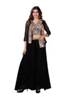 Women's Black Indo Western lehenga Choli With Shrug