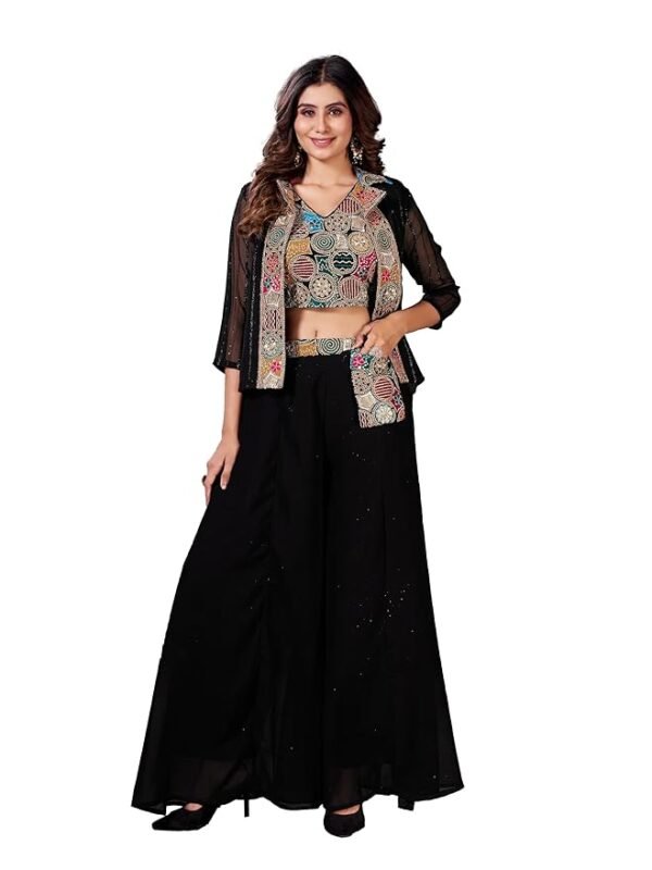 Women's Black Indo Western lehenga Choli With Shrug
