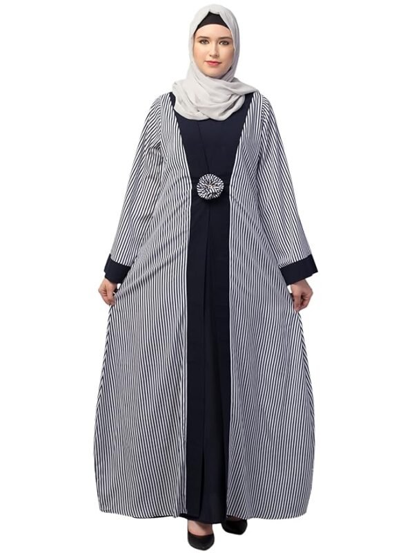 Women Striped Maxi Dress Abaya Made in Nida Matt & American Crepe fabric With Side Pocket for Ladies and Girls