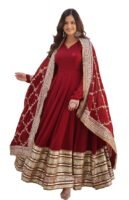 Georgette Solid Anarkali Dress for Women(Maroon)