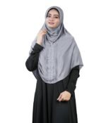 Soft Stretchable Ready-to-Wear Hijab Scarf for Muslim Women | Soft Stylish Elegant Stone Work Design (Silver)