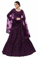 Women's Silk Semi-Stitched Lehenga Choli Set(Wine)