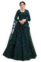 Women's Silk Semi-Stitched Lehenga Choli Set(Green)