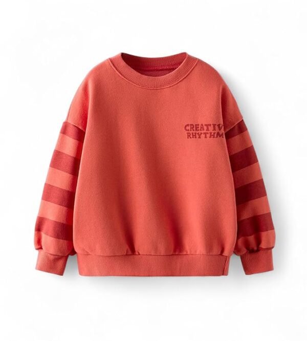 Boys & Girls Oversized Sweatshirt | Placement Print | Age 3-10 Years | Warm & Comfortable Kids Pullover(Reddish)