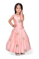 Kids Embroidery South Indian Traditional  Silk Blend Readymade Dress For Girls