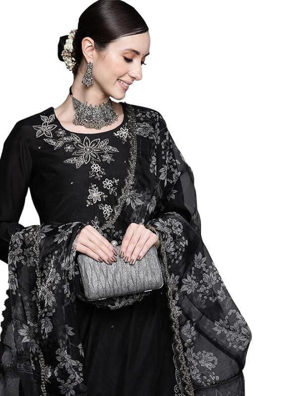 Women's Embroidered Viscose Straight Kurta with Pant & Dupatta Set