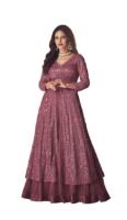 Straight Suit for Women | Georgette & Santoon Straight Suit | Semi-Stitched Gown for Women(Pink)
