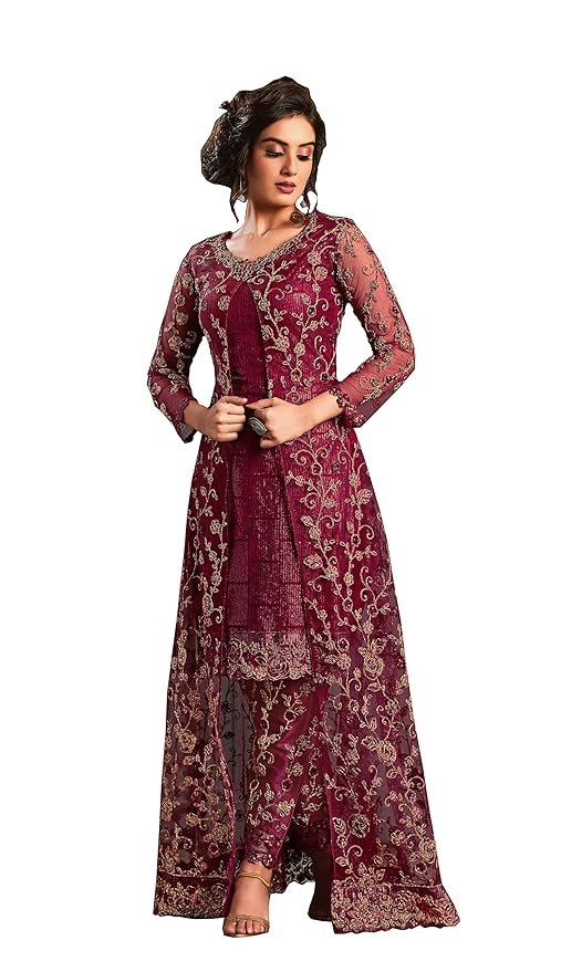 Women's Anarkali Long Gown(Wine)