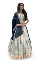 Women's Chinnon Sequins Embroidered Lehenga Choli With Dupatta Set
