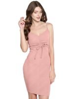 Women's Bodycon Midi Dress, Sleeveless, Peach, Evening, Halter Neck