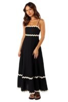 Women's Elegant Black and White Evening Gown |Strappy Sleeves |Spaghetti Strap Neck Line |Formal Fit