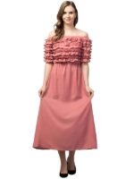 Elegant Women’s A-Line Long Maxi Dress – Fit & Flare Formal & Casual Gown with Flowy Hem – Stylish Evening Party Dress for Girls (Pink)