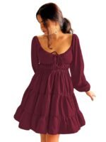 Mini Dress for Women | One Piece Dresses for Womens | Stylish Dress for Woman |Mini Dresses Rayon for Women(Maroon)