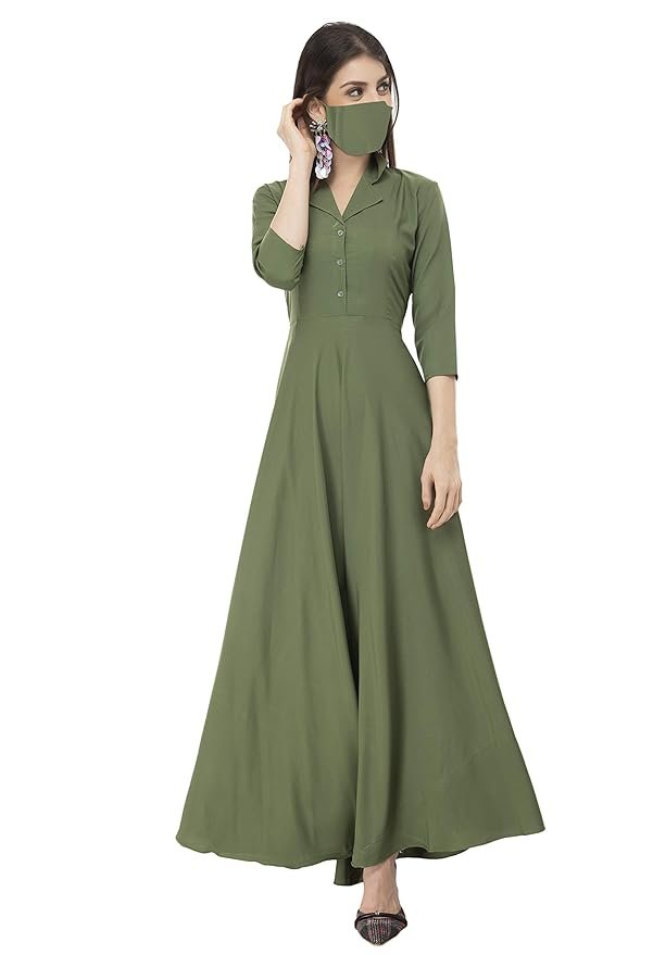 Women's Fit and Flare Maxi Dress(Green)