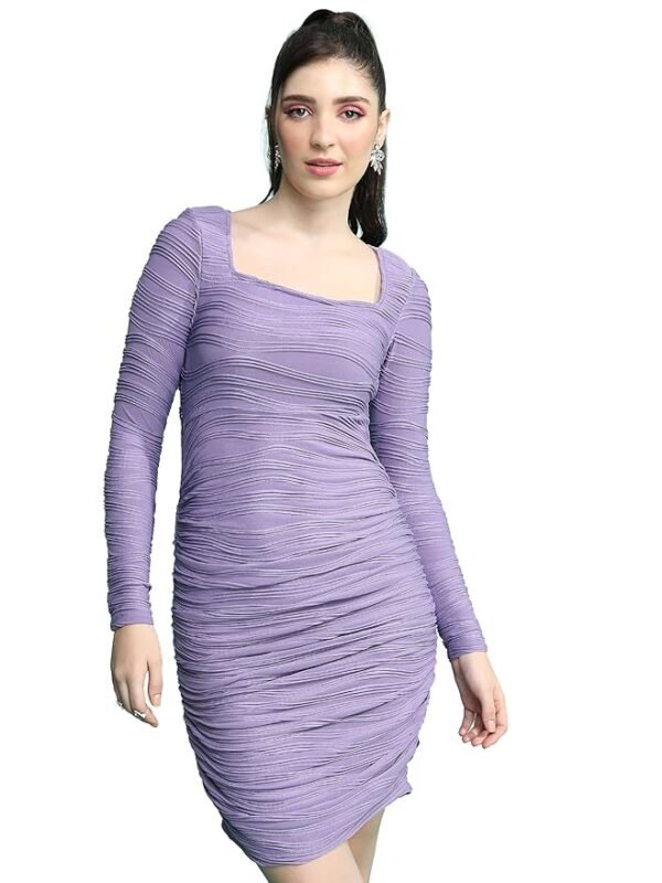Women's Long Sleeves Square Neck Solid Dresses | Stylish Dresses | Casual Dresses